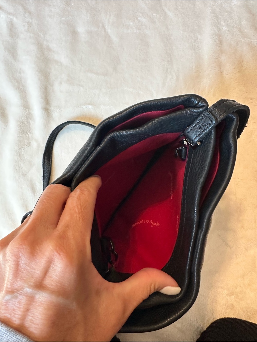Black Leather Duke Crossbody Bag with Metal Stud Accents - Picture 4 of 6